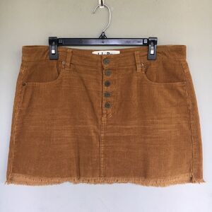Indigo Rein Corduroy Skirt Women 13 30 Brown Mini Button Fly Y2K Academia Core